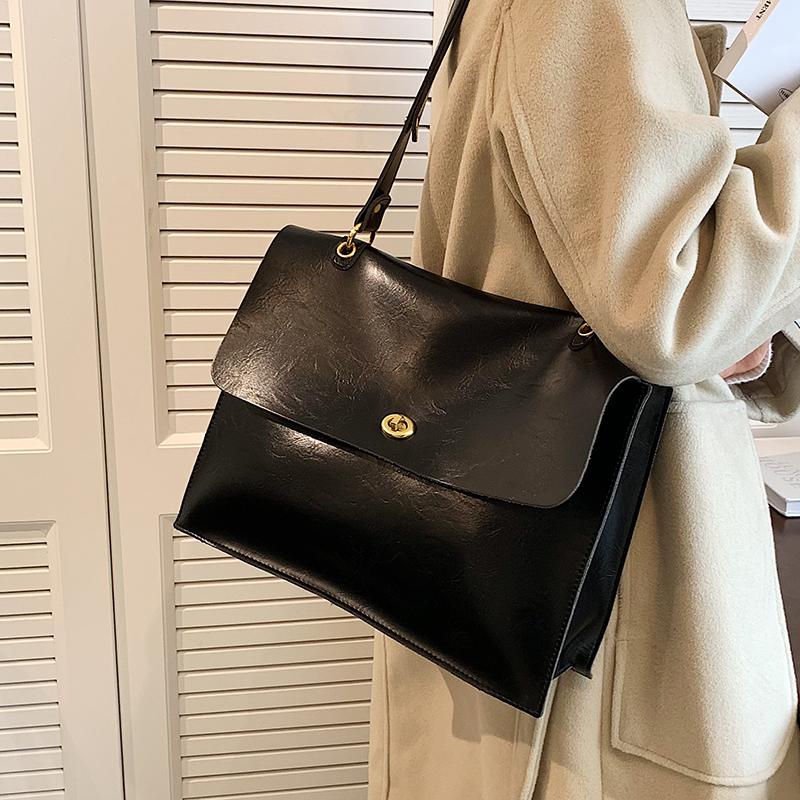 High Quality Retro Large Capacity Shoulder Bag  Autumn Winter New Women's Texture PU Crossbody Bags Casual Male Briefcase