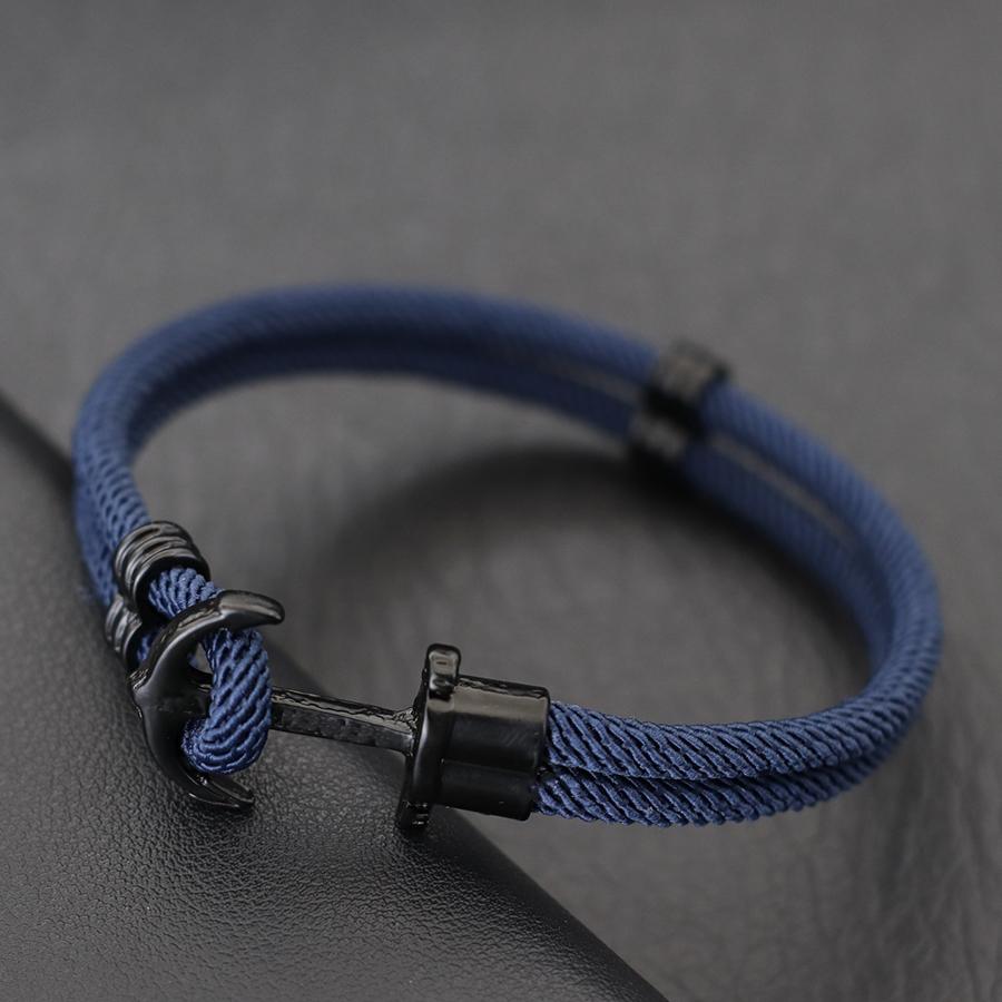 New Black Marine Anchor Bracelet For Men 4mm Bilayer Milan Rope Nautical Wrap Braclet Gifts For Him Surfing Accessories