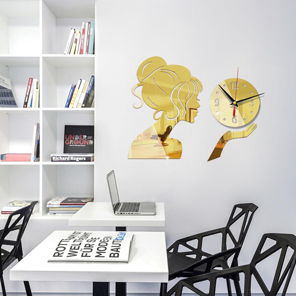 Acrylic Creative Mirror Wall Clock Mute Living Room Bedroom Sticker Personality Design Household Pointer Watch Home Decoration