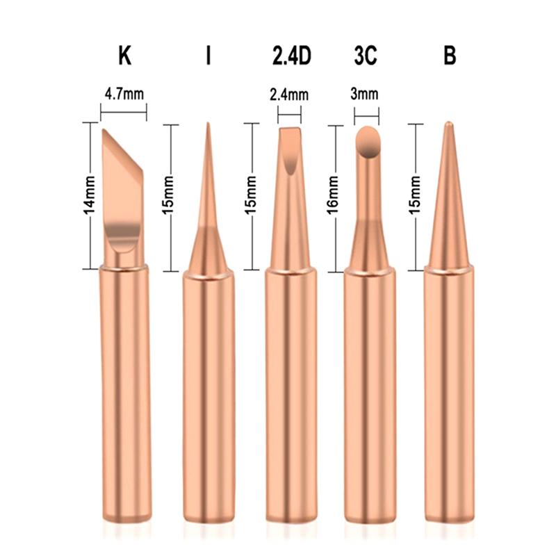 

5Pcs Pure Copper Lead-Free 900M-T-K Soldering Iron Tip Soldering Iron Tip one size