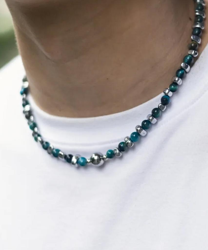 Julius1 Unisex Blue Bead Necklace Jsb-539