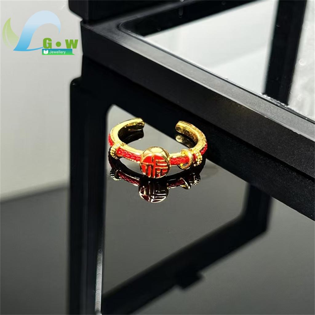 Fancy Gold Carve Dragon Phoenix Couple Adjustable Open Rings Stone Lucky Charm Band Classic Elegant Fashion Jewelry Gift Wedding