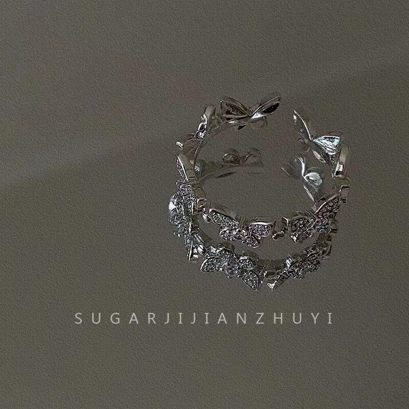 Verstellbares Ring-Set im koreanischen Stil für Damen - Enthält offene Zeigefinger- und Kettenringe