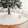 1pc-78cm Christmas Tree Skirt Faux Fur Carpet Golden Snowflake White Plush Mat for Home Xmas Tree New Year Decor Apron Ornament