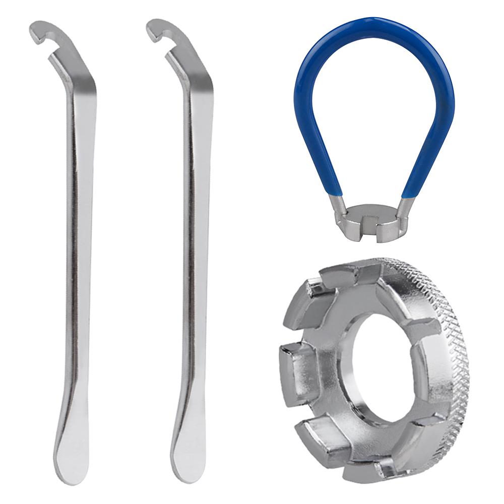 4-paks sykkeleikerverktøy Sykkeleikernøkkellommeverktøy 6 i 1 sykkelfelg Truing Tool Riktig verktøy