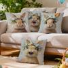 Retro Cute Rabbit Floral Pillowcase Printed Polyester 40/45/50Cm Throw Pillowcover Decorative Sofa Cushion Pillowslip Home Decor