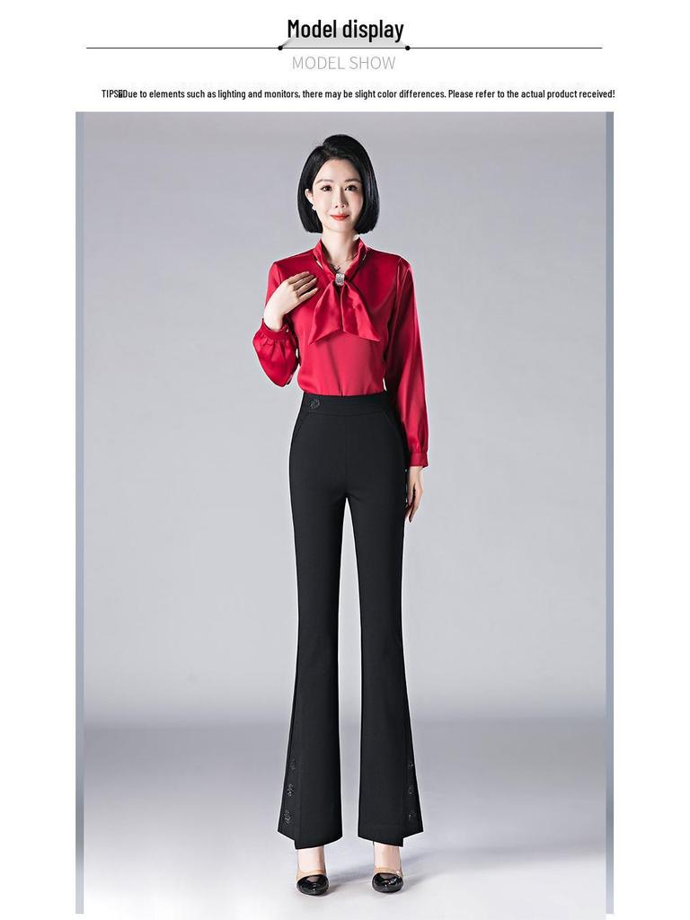 Women's Micro Flare High Waist Elastic Pants - Slimming, Fashionable, Casual Spring/Summer Trousers for Middle-Aged Moms (5X).