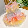 Fluffy Pet Princess Dress Soft Breathable Dog Rainbow Butterfly Dress Creative Tulle Skirt Cat Butterfly Wing Dress Summer