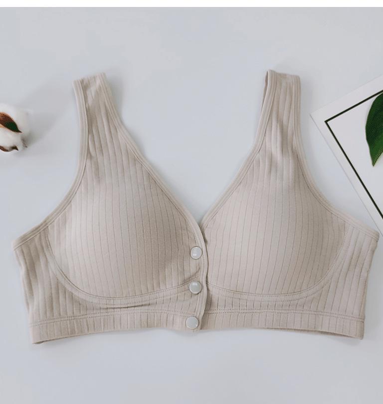 

New 2025 Wire-Free Cotton Nursing Bra for Postpartum: Breathable, Front Closure, Plus Size L серый