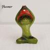 Vielseitige Tischdekorationen Yoga-Pilz Frosch Figur, Kreative Harzstatue, Niedliche Sitzende Tierfiguren Grünes Ornament für Zuhause Büro