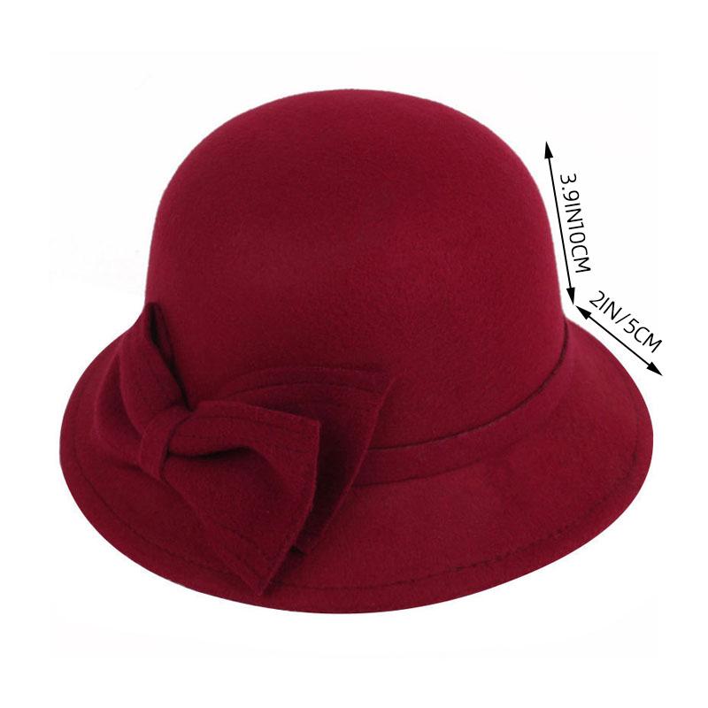 Chapeau Fedora en feutre de laine pour femme, style vintage, avec nœud solide, idéal pour l'hiver, l'automne, le mariage, l'église ou le jazz