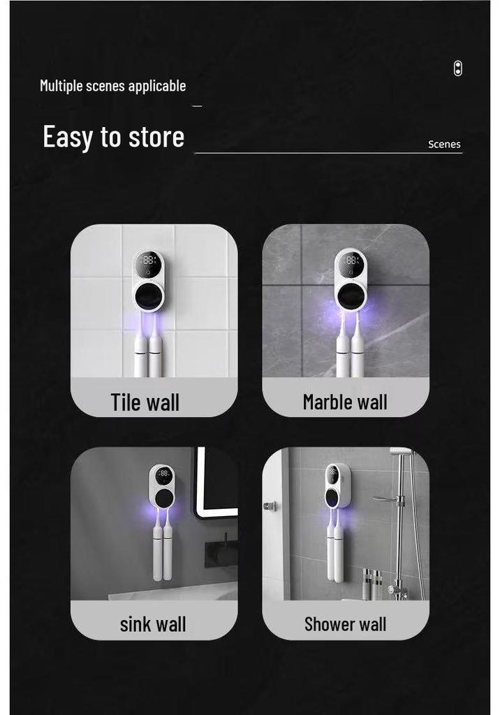 Smart UV Sterilization Double Toothbrush Holder - Wall-Mounted & Fully Automatic