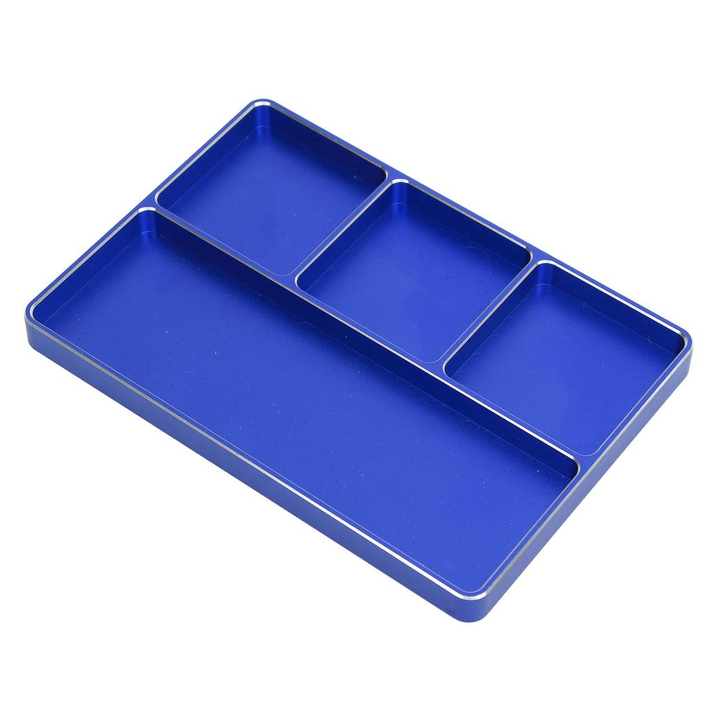 RC Repair Screw Tray 4 Grids Aluminum Alloy Screw Tray with Magnetic Pad for 1/10 1/8 RC Car RC Airplanes