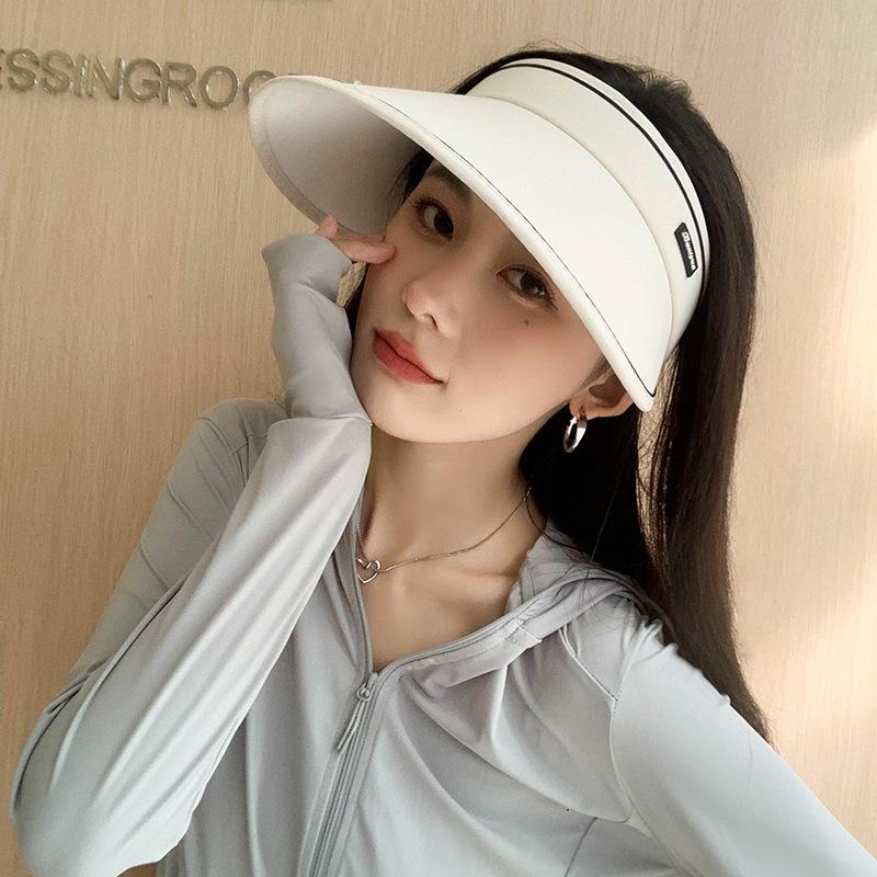 Sun protection cap Foldable sun hat Outdoor riding women's large brim Empty top cycling sun protection fisherman sun hat