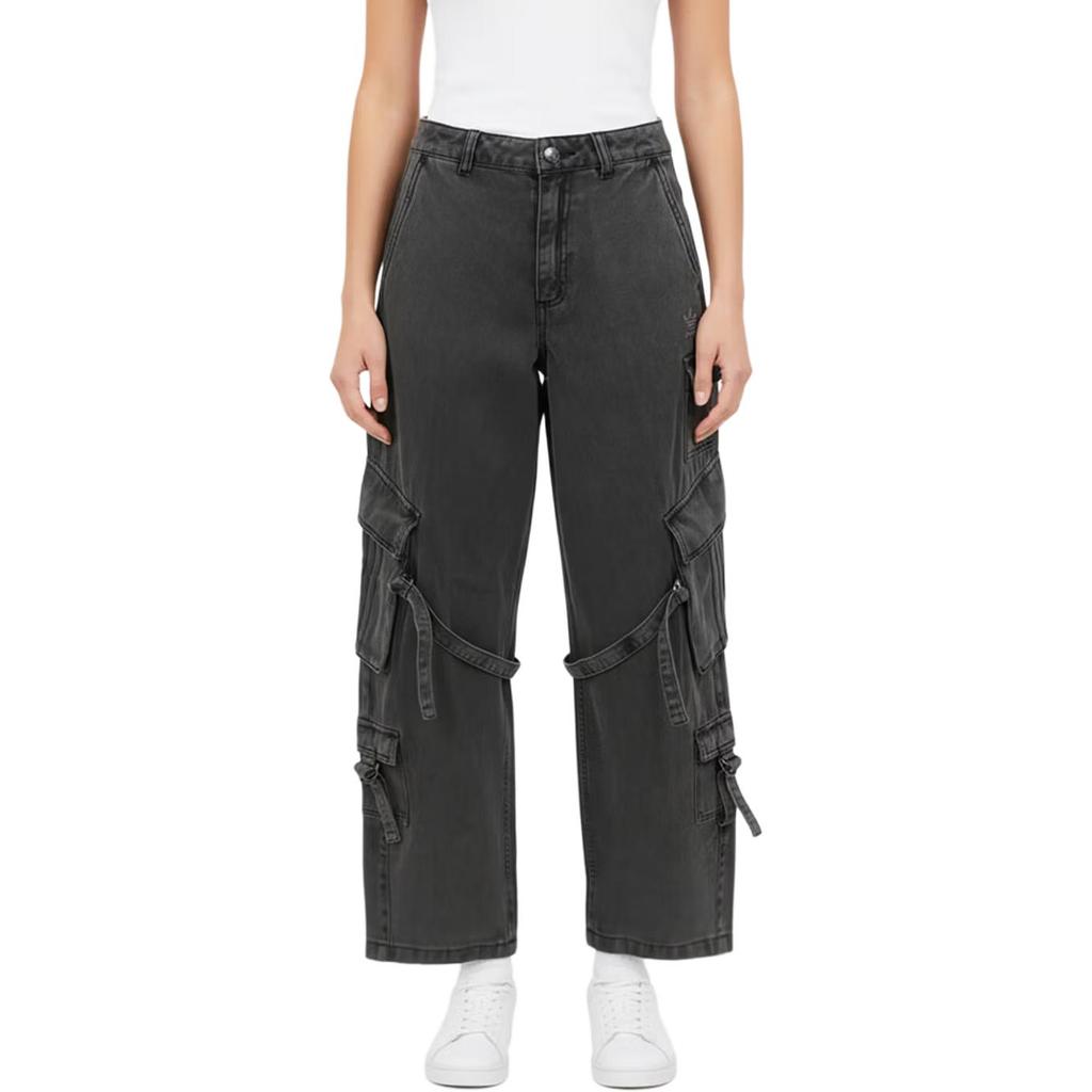 adidas Originale Mehrzwecktaschenhose Unifarbene Bequeme Weiche Lockere Freizeithose Damen Unterteile KU9535