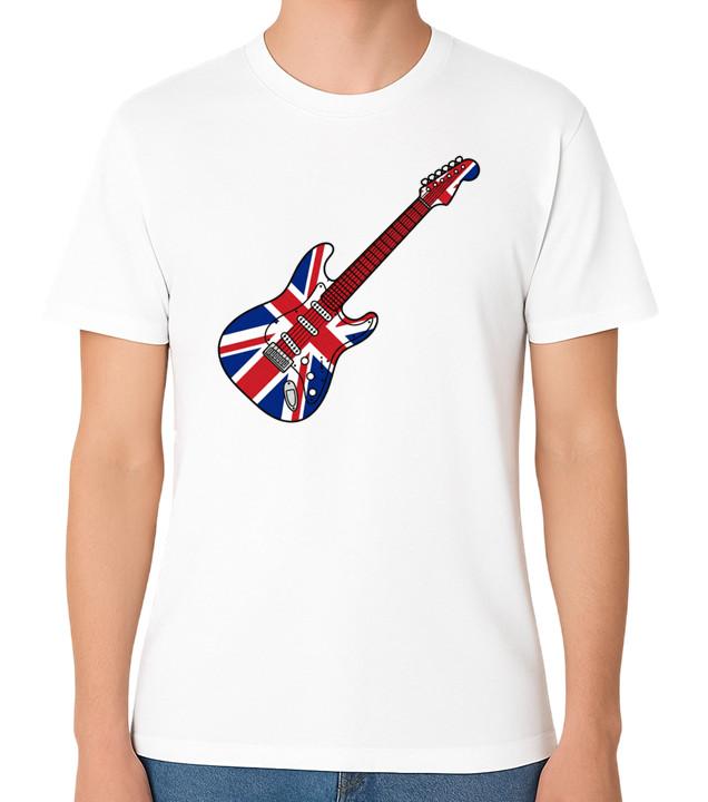 Electric Guitar Union Jack British Rock Music Unisex T-Shirt Graphic Tee UK L