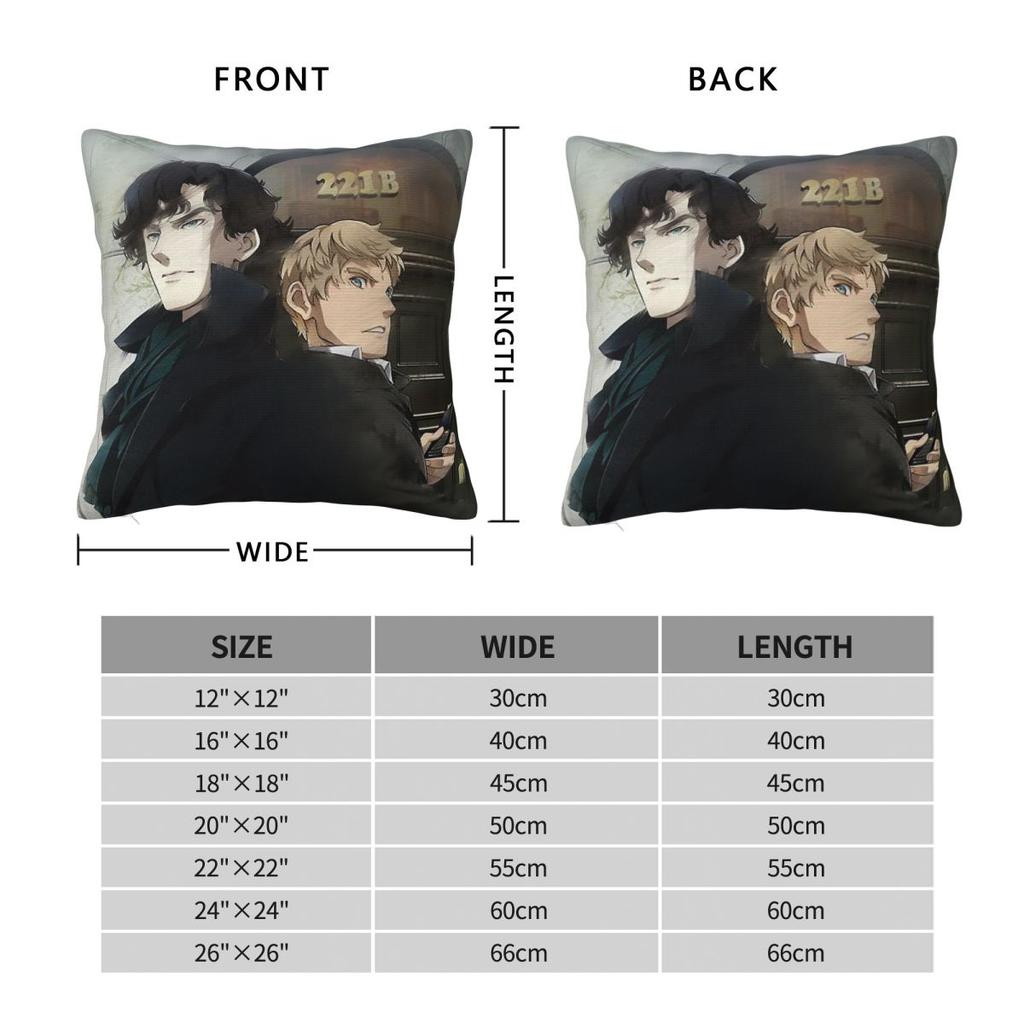 Sherlock John Watson 221B Pillowcase Polyester Linen Velvet Creative Zip Decor Throw Pillow Case Home Cushion Cover 18"