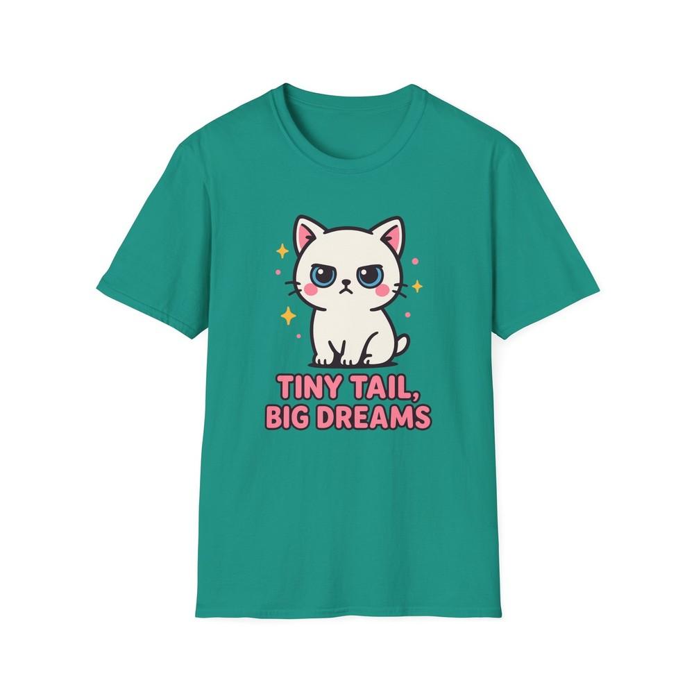 

Unisex Softstyle T-Shirt Munchkin Kitten Funny Tiny Tail Big Dreams Cat Tee 3XL