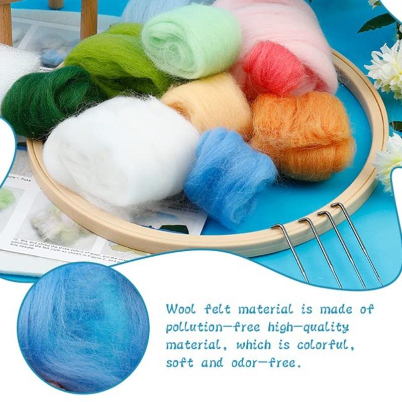 Florals Felting Starter Set Featuring Natural Linen And Practical Tool For New Craft