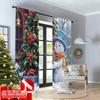 2pcs 2D Flat Printing Merry Christmas Party Curtains Cute Snowman Christmas Gift Polyester Without Electricity Party Decorations