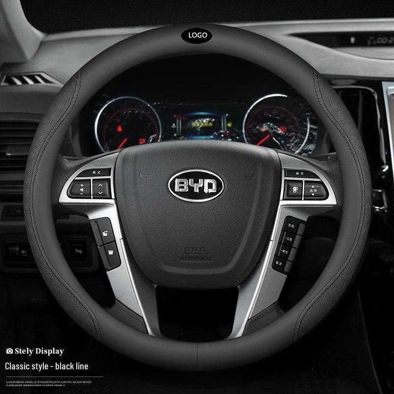 Leather Steering Wheel Cover for BYD Song MAX, Tang, F3, Surui, E5, Qin DM-i, Song Pro, S7, Han, S6