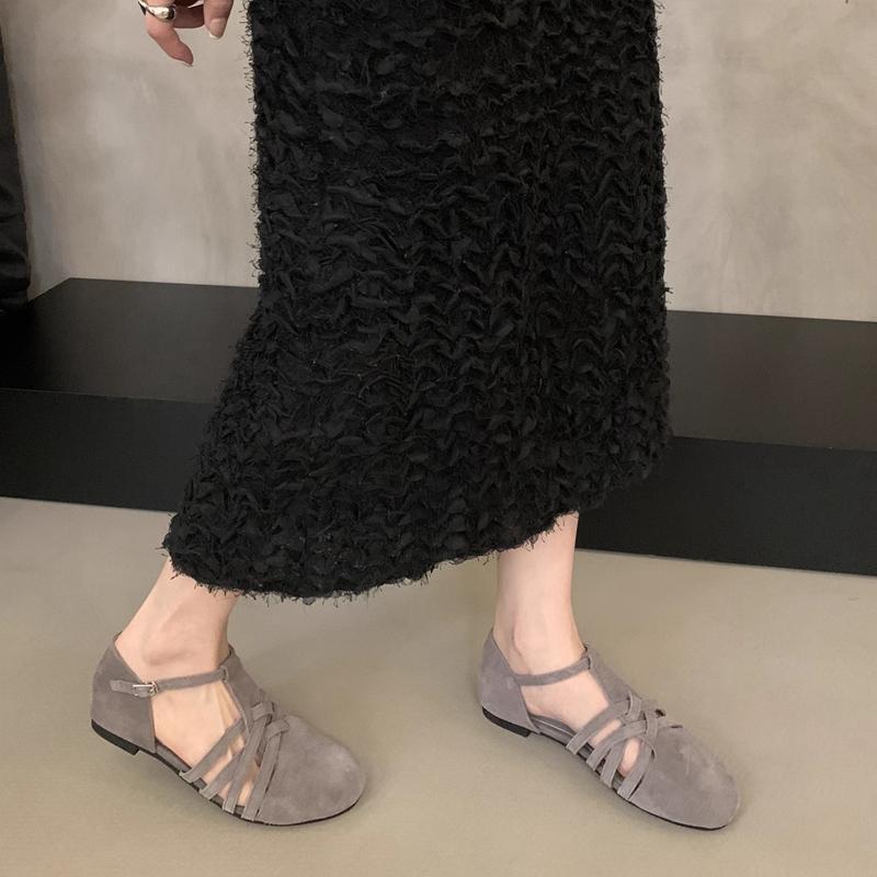 Fashion SUOJIALUN 2025 Summer New Brand Women Sandal Fashion Close Toe Slingback Shoes Soft Flat Heel Outdoor Dress Sandal Shoes