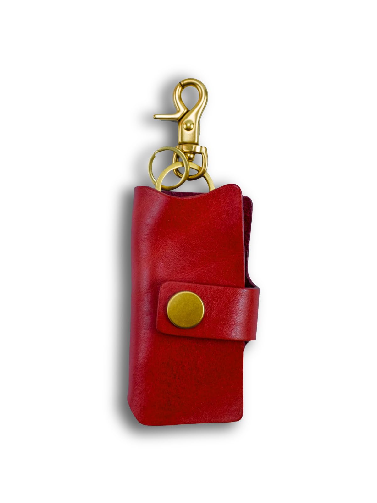 

Cygclovia Genuine Leather Smart Key Case with YKK Slim Fit for House and Car Keys Vegetable-Tanned Carabiner, Scratch-Resistant, Compact, (Red) червоний
