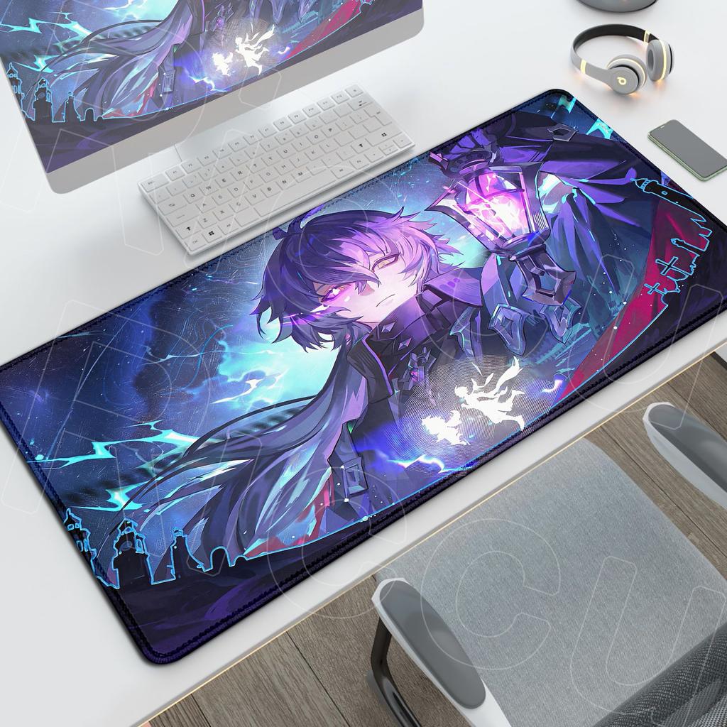 Druk HD Genshin Impact Flins Mata na Biurko Długi Biurowy Pad na Biurko PC Gaming Antypoślizgowe Akcesoria Anime Gumowa Podstawa Podkładka pod Mysz Zmywalna