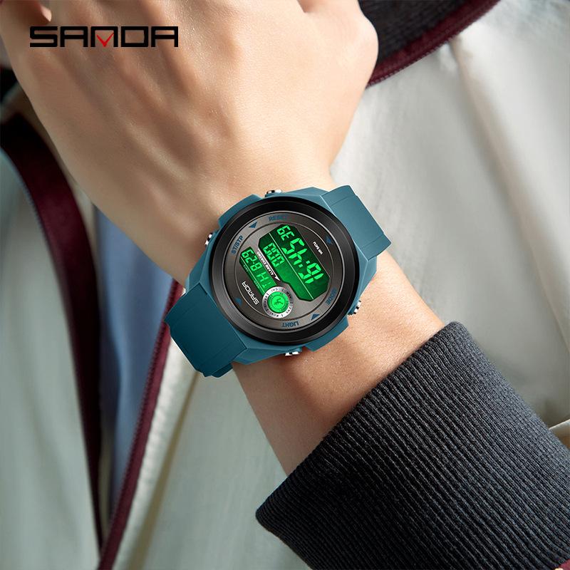 Sanda Sports Waterproof Multifunctional Calorie Wristwatch with Perpetual Calendar for Men and Women - Simple Style Student Electronic Watch