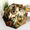 Fantasia koala e fiori, ombrello pieghevole automatico, design portatile e pieghevole, 8 stecche, un regalo di Natale o di compleanno.