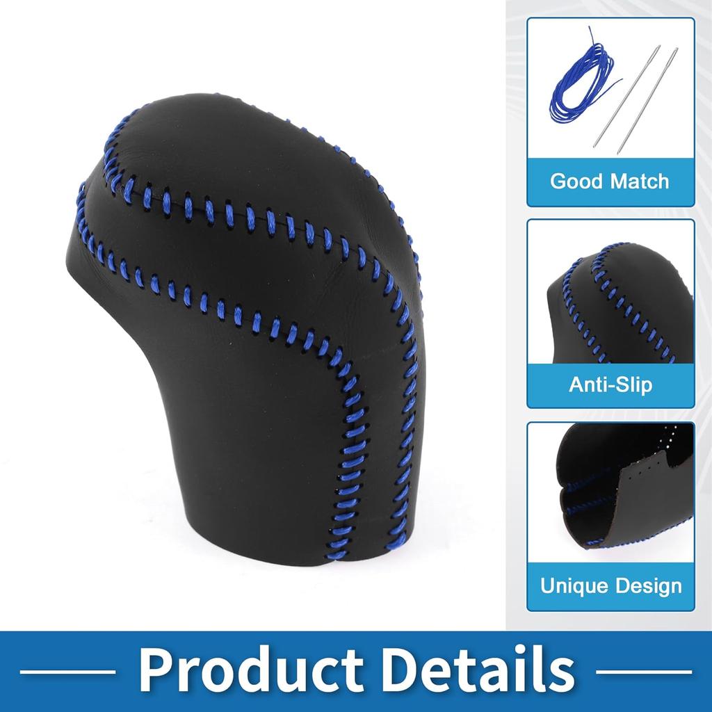Anti-Slip Gear Shift Knob Cover Car Stick Shifting Handle Protector for Toyota Camry 2018-2024 Black Blue Faux Leather