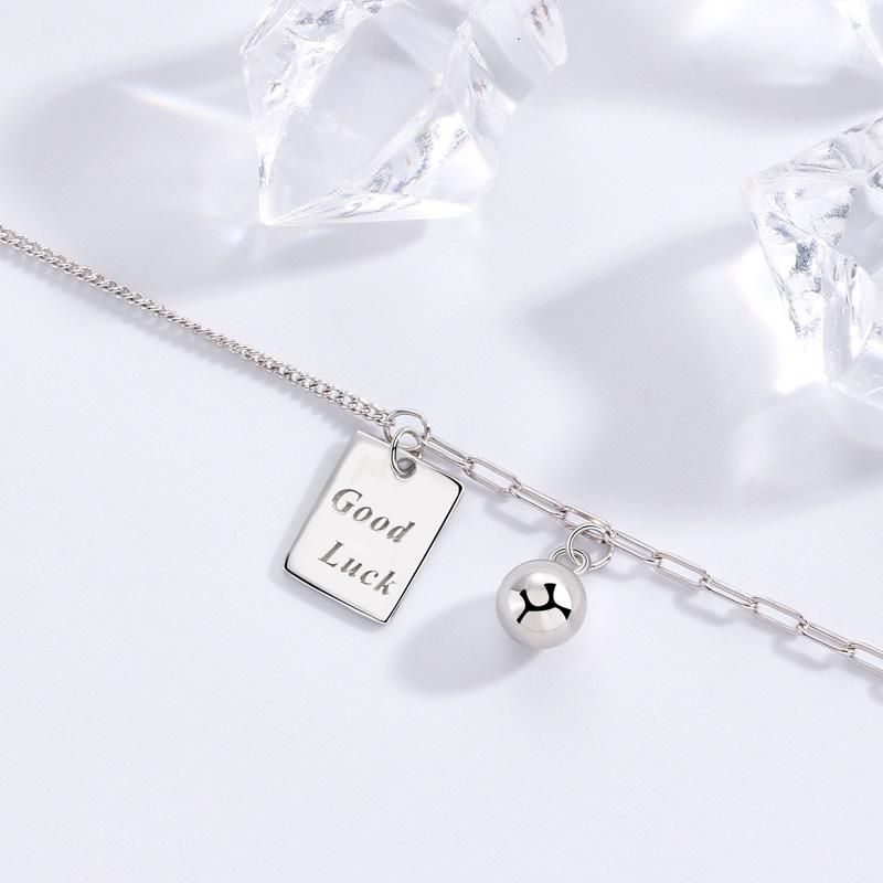 Lucky Square Necklace Women'S Niche Exquisite Fashion Splicing Bell Good Luck Pendant Necklace Premium Durable
