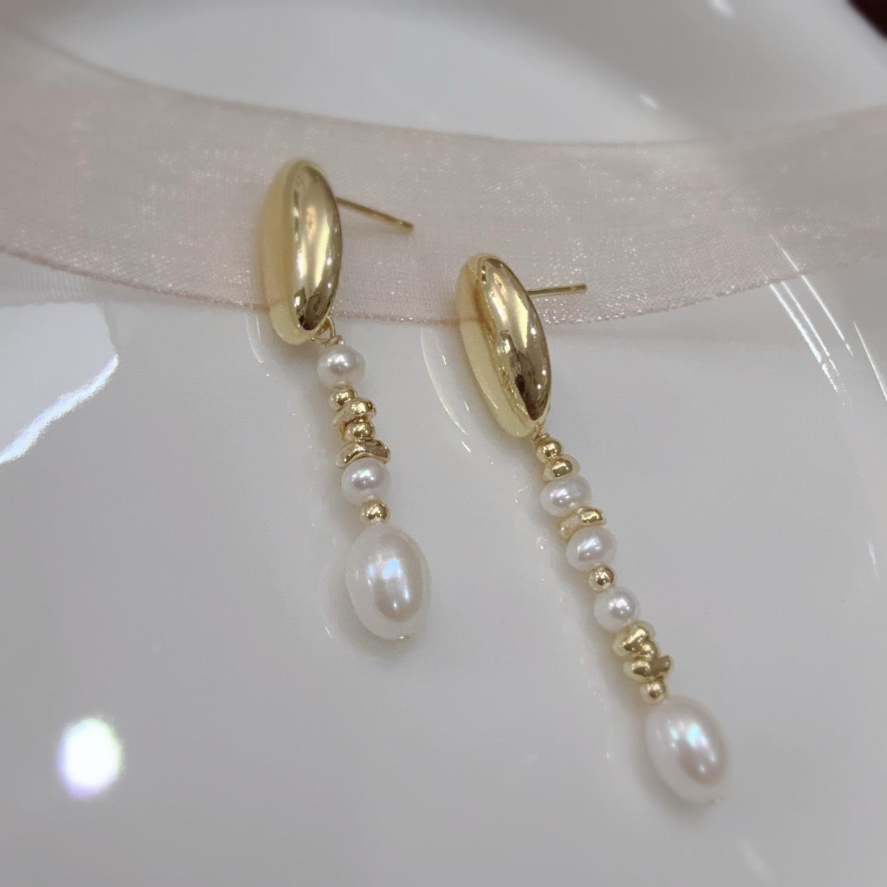 Оригинальные ручные натуральные рисовые бусины, жемчужные пусеты, серьги, украшения, асимметричные серебряные штифты, разная красота 925 silver needle