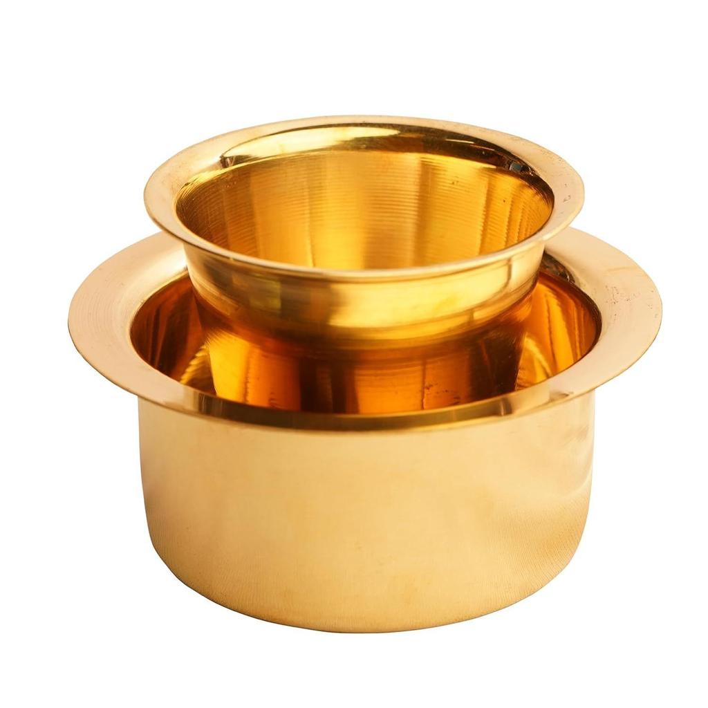 Brass Coffee Cup Dawara/Dabara & Tumbler for Serving Filter Coffee/Tea/Traditional Kumbakonam Dabara Set Matt - 150ml (Plain, Set of 1)