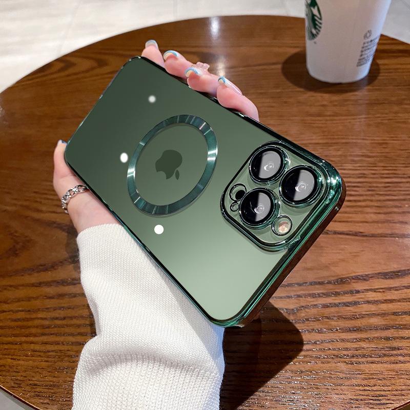 

Подходит для чехла для телефона Apple 16promax, Магнитное притяжение, Полное покрытие для iPhone15, 14 Гальваническое покрытие, 13 Прозрачный, 12 Противоударный чехол iPhone 12 6.1 inch