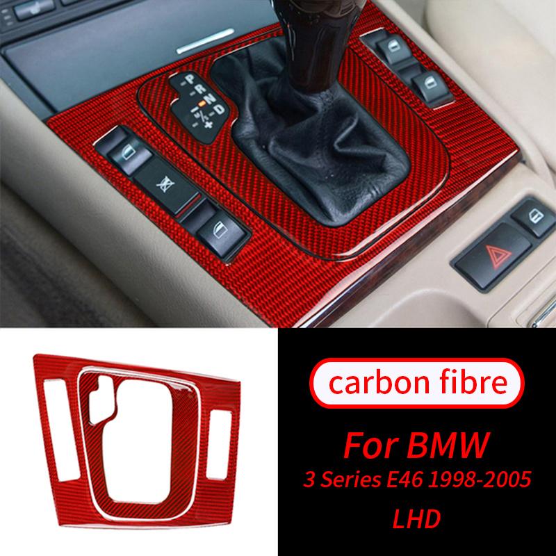 For BMW 3Series E46 1998-2005 Real Carbon Fiber Gear Shift Panel Covers Trim Decals Car Interior Mouldings Car Interior