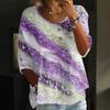 Women's Fashion Casual Three-quarter Sleeve Loose Round Neck Button Floral Print Top