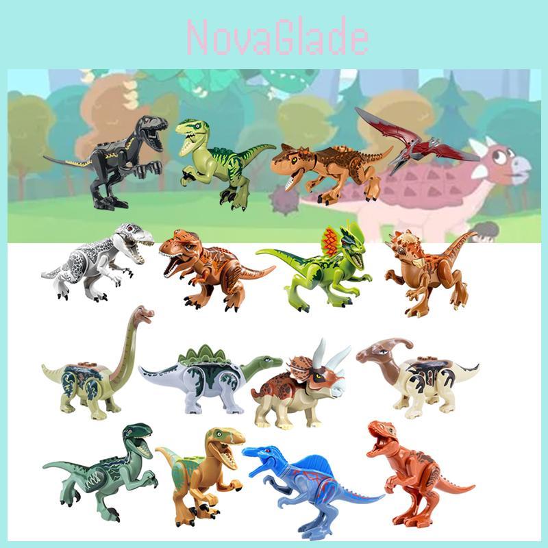 Moc Dinosaur Building Block Set Tyrannosaurus Rex Stegosaurus Pterodactyl Triceratops Velociraptor Diy Toy Bag