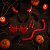 Halloween Devil Costume Accessories Set with Headband, Glasses, Earrings and Tail (0418A)