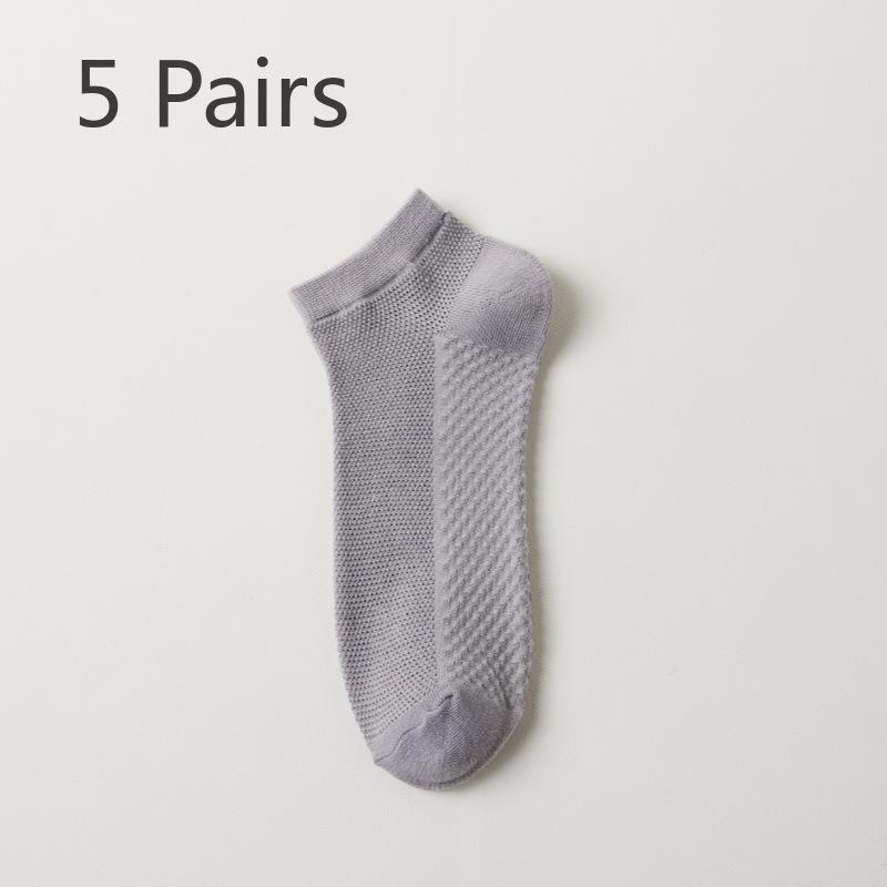 5 Pairs of Men's Summer Pure Cotton Anti Odor Sweat Absorbing Massage Bottom Do Not Drop with Thin Cotton Socks