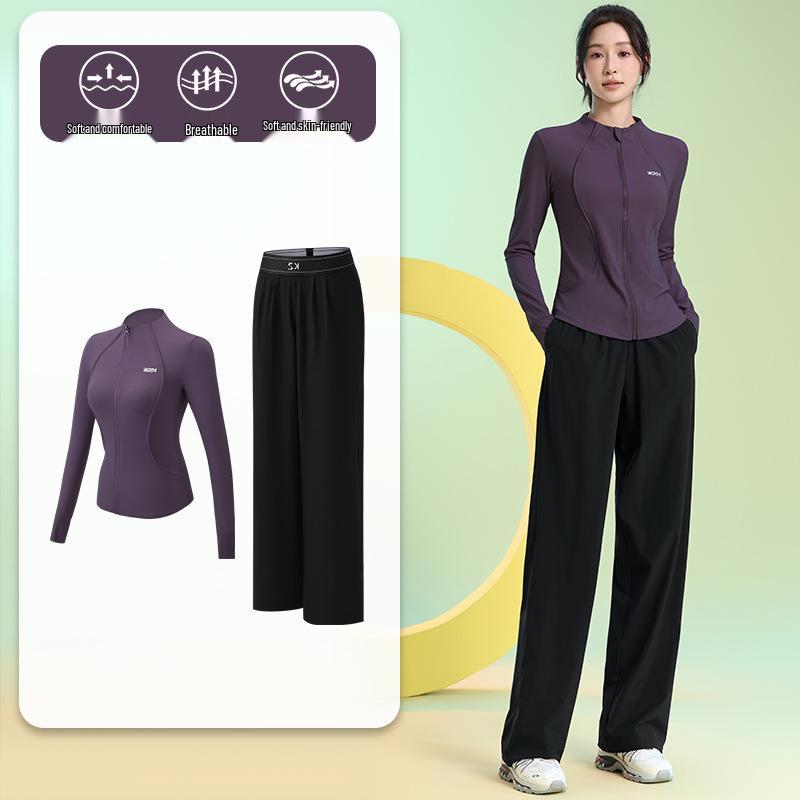 Women's Quick-Dry Long Sleeve Fitness Set for Badminton, Running, and Outdoor Sports - Autumn/Winter Collection