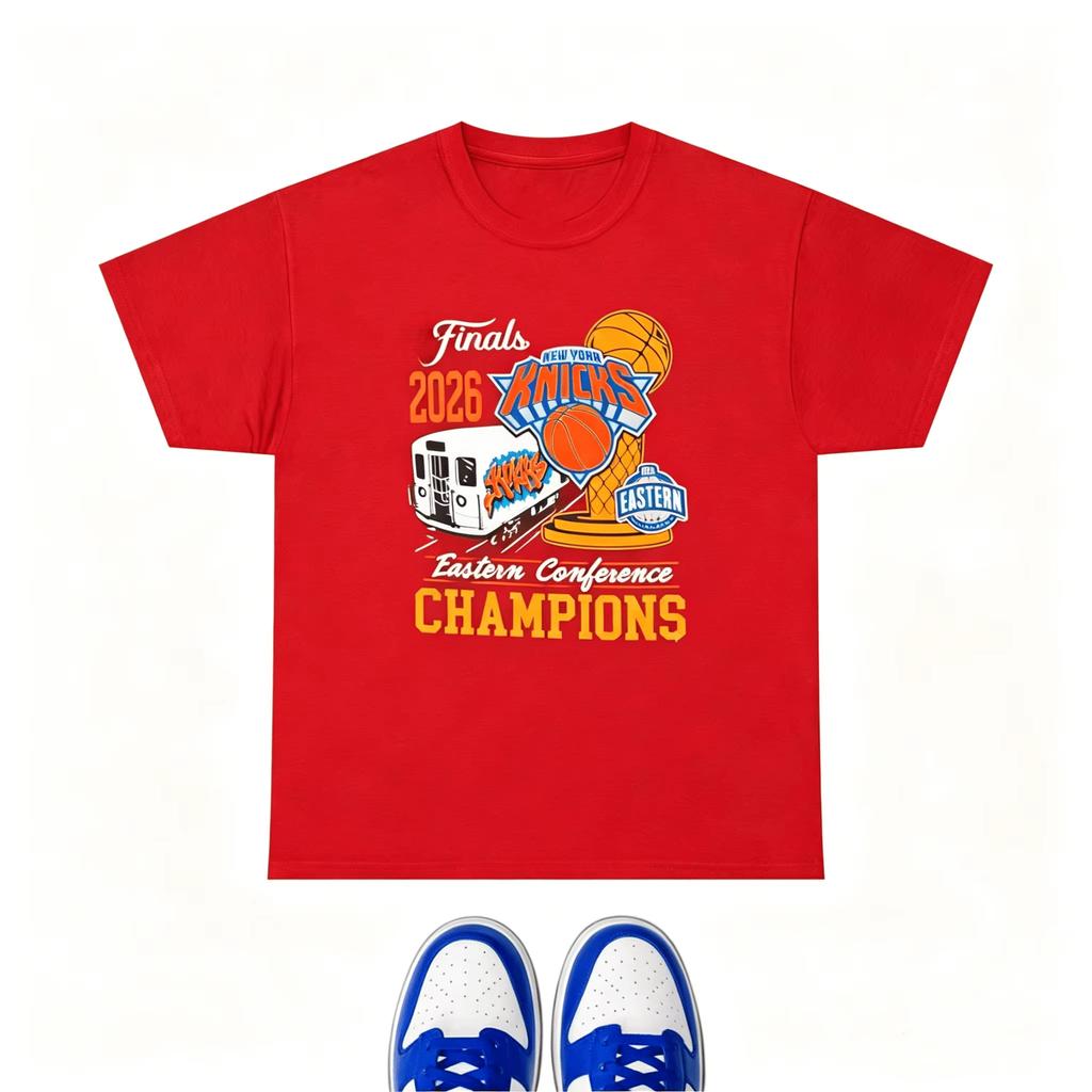 2026 Niujorko Knicks Rytų konferencijos čempionas Krepšinio spaudinys Unisex medvilninis marškinėlis, Vasaros kvėpuojantis Y2K stiliaus marškinėlis