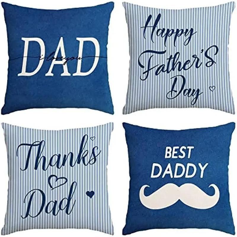 Happy FatherS Day Best Daddy Decor Pillows Pattern Cushion Cover Suitable For Sofa Bedroom Car Pillow Cover