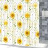 Yellow Sunflower Shower Curtain Spring Floral Bathroom Decor Hanging Curtains Fresh Floral Plant Patterns Waterproof Curtain