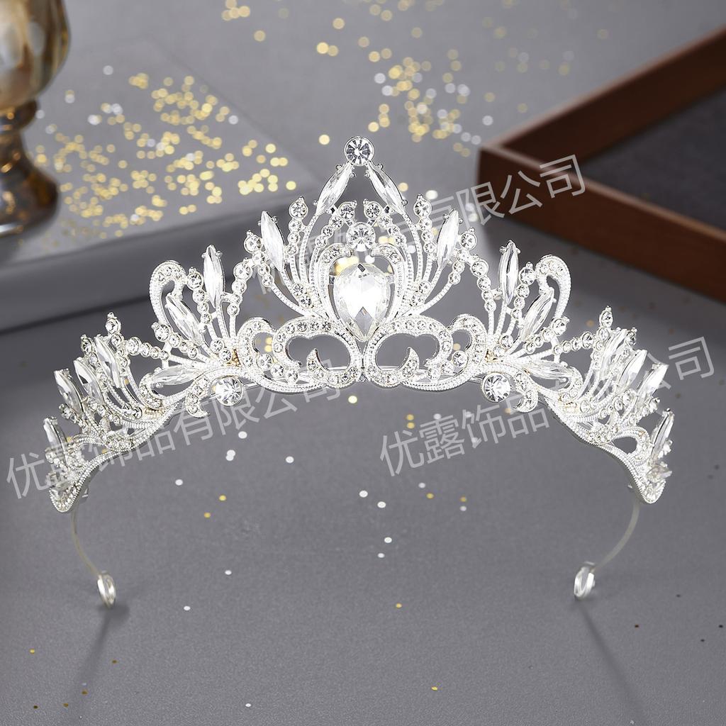 Europäische und amerikanische Brautkrone Strass Kopfschmuck Barock Schwarz Retro Schlicht und Elegant Schönheitswettbewerb Krone Hochzeitsaccessoires