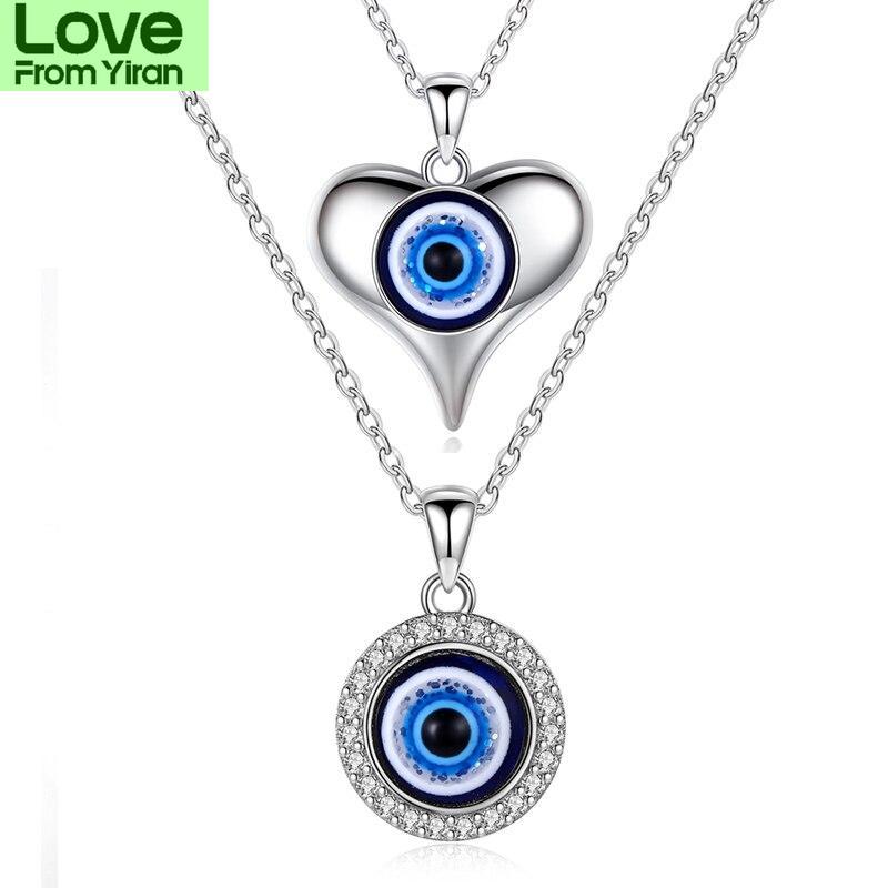 

Kaletine Fashion Turkish Evil Eye Necklace Pendant 925 Sterling Silver Choker For Women Accessories Luck Friendship Jewelry Gift 45cm