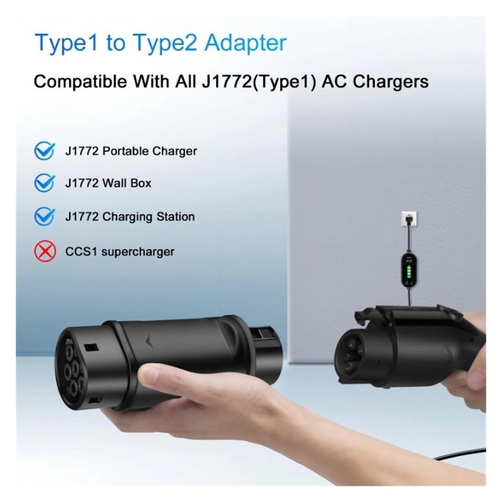 Typ 1 zu Typ 2 Elektroauto-Ladegerät-Adapter 32A Elektroauto-Ladegerät-Stecker SAE J1772