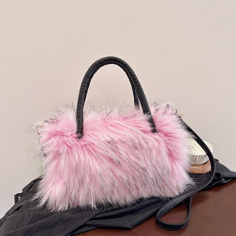 

New autumn and winter plush bag women s fashion high-end shoulder bag imitation fur handbag messenger bag