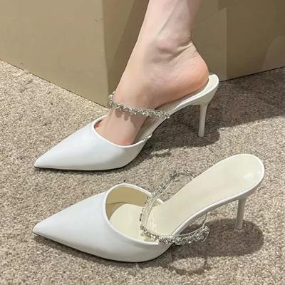 Sandals Summer Women Classics Thin Heels Fashion Girls Rhinestone Pumps Posterior Trip Band Women Shoes