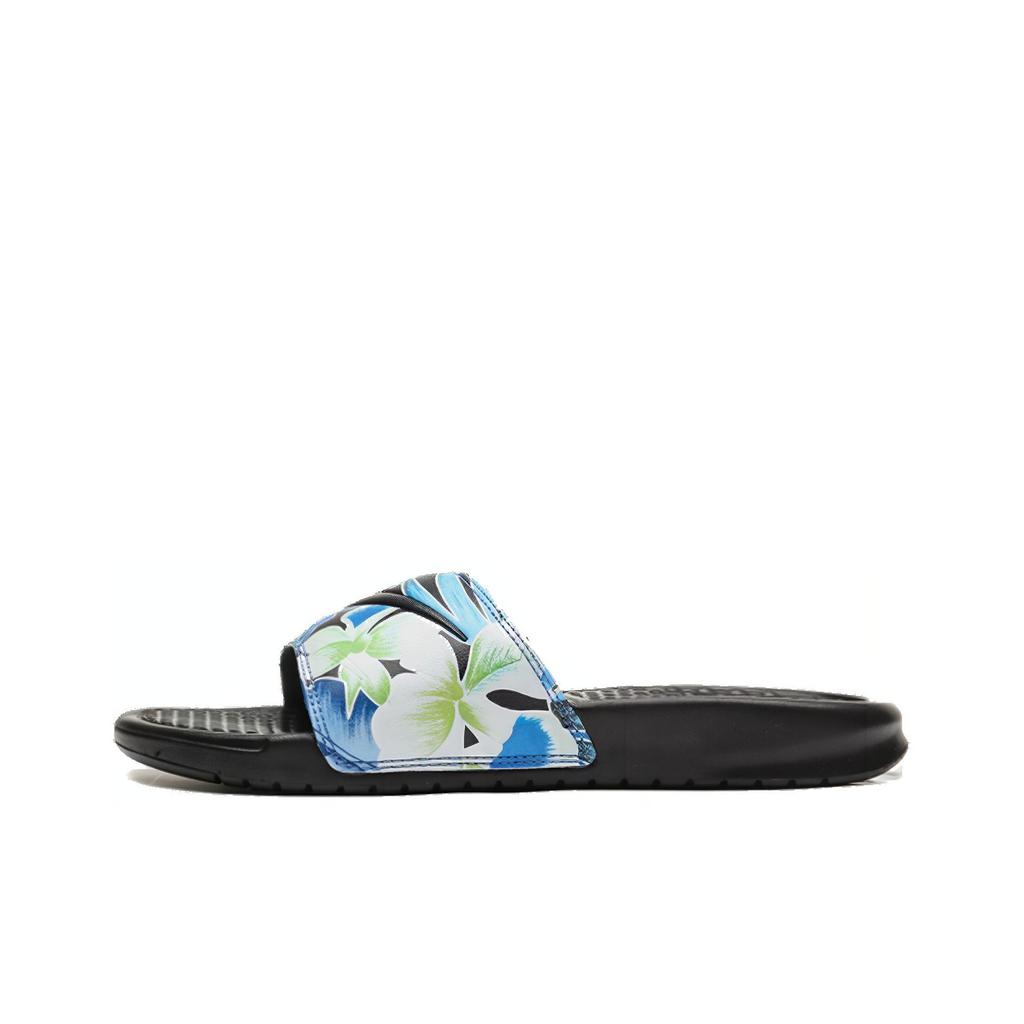 Nike Benassi Thick Sole Outdoor One-Piece Floral Trend Rubber Non-Slip Slide Sandals Women Footwear Black 618919-029